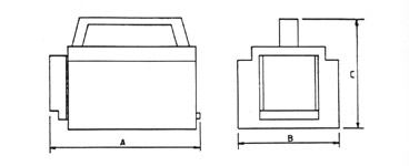 Portable / mobile single-phase safety transformers in Epoxy resin casted series ET-HNA with powers of 100VA to 200VA for low voltages (SELV) Sketch